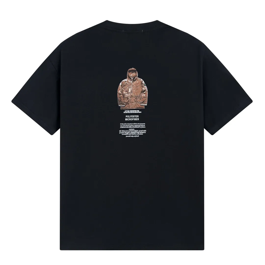 W619#P110💰 [Stone lsland/Stone Island summer new short-sleeved T-shirt with cotton pattern print on the back] ⚠️[Original creation with high control of details] - Made of 260 grams of combed cotton, 32 count double yarn, soft and comfortable to the touch, sweat-absorbent and breathable. - Simple, basic and versatile style, original quality, the first choice for couples. - Made in a large factory, four needles and five threads on the shoulder, neatly arranged, high quality workmanship. - Same style for men and women. Very versatile, one piece for everyone, details are clearly visible. Color: Black White Size: M L